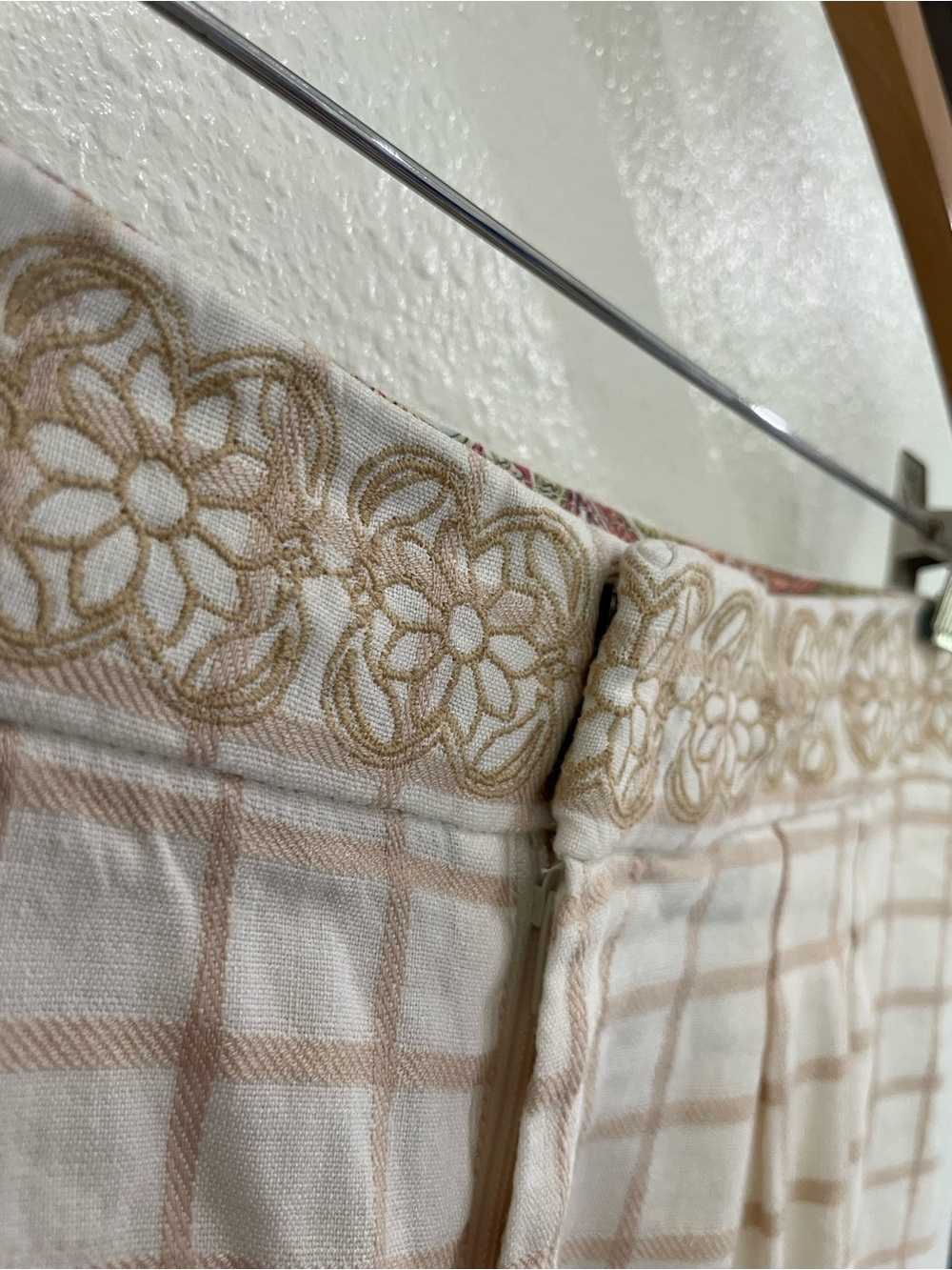 Anthropologie Wide Leg Linen Blend Pants Embroidered Cropped Boho Neutral - Picture 4 of 8